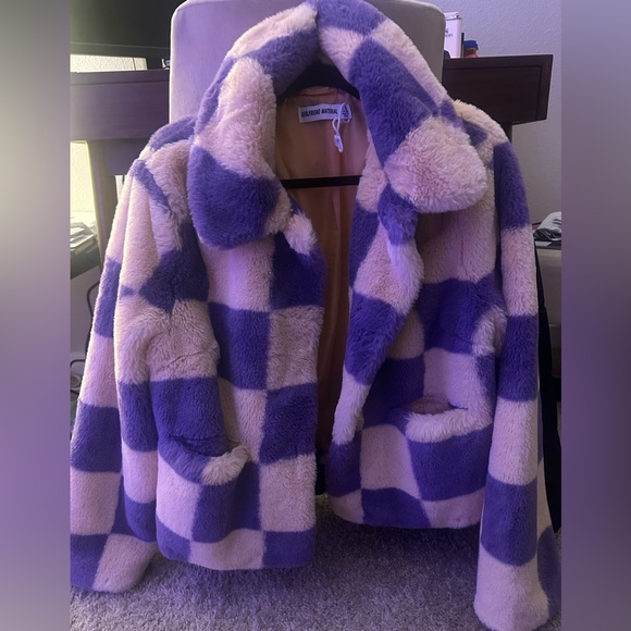 Dolls Kill Jackets & Blazers - Dolls Kill Purple and Cream Teddy Jacket